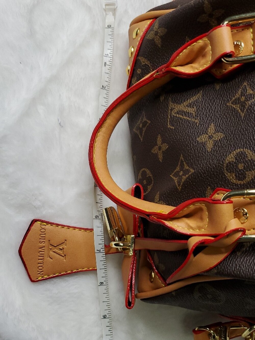 Brown Monogram Crossbody with Red-Trim Handles Inpir@d Mini Bag Fashion Bag - Picture 3 of 6